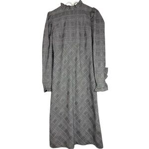 Shopbop En Saison Grey Plaid Long Sleeve Maxi Dress size S